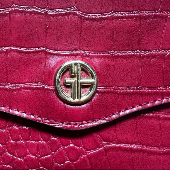 Giani Bermini red crossbody faux leather croc-embossed bag - Picture 3 of 16